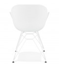 Chaise moderne FIDJI blanche avec pieds en métal blanc - 