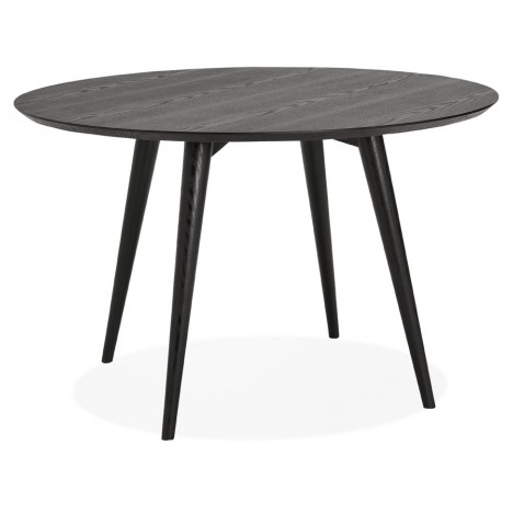 Table à dîner ronde SWEDY en bois noir diam. 120 cm - 