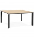 Table de réunion ou bureau bench XLINE SQUARE en bois finition naturelle et métal noir 140x140 cm - 