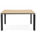 Table de réunion ou bureau bench XLINE SQUARE en bois finition naturelle et métal noir 140x140 cm - 