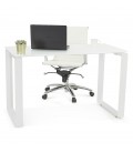 Table de réunion ou bureau bench BAKUS SQUARE en bois finition naturelle et métal blanc 140x140 cm - 