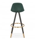 Tabouret de bar design CHICAGO en velours vert et 4 pieds en bois noir - 