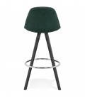 Tabouret snack mi-hauteur SPIRIT MINI en velours vert et pieds en bois noir - 