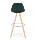 Tabouret de bar SPIRIT en velours vert et pieds en bois naturel - 