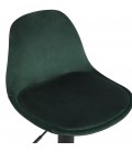 Tabouret réglable FINLEY en velours vert et pied en métal noir - 