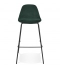 Tabouret de bar FENTON en velours vert et pied en métal noir - 