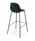 Tabouret de bar FENTON en velours vert et pied en métal noir - 