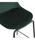 Tabouret de bar FENTON en velours vert et pied en métal noir - 