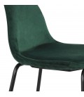 Tabouret de bar FENTON en velours vert et pied en métal noir - 