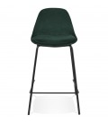 Tabouret snack mi-hauteur FENTON MINI en velours vert et pied en métal noir - 