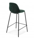 Tabouret snack mi-hauteur FENTON MINI en velours vert et pied en métal noir - 