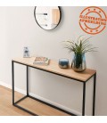 Table console style industriel RIVER en bois et métal noir - 