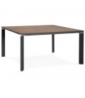 Table de réunion ou bureau bench XLINE SQUARE en bois finition Noyer et métal noir 140x140 cm - 