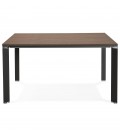 Table de réunion ou bureau bench XLINE SQUARE en bois finition Noyer et métal noir 140x140 cm - 