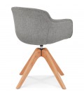 Chaise avec accoudoirs AMOS en tissu gris et pieds en bois naturel - 