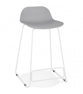 Tabouret snack mi-hauteur BABYLOS MINI gris avec pieds en métal blanc