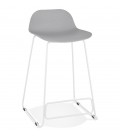 Tabouret snack mi-hauteur BABYLOS MINI gris avec pieds en métal blanc - 