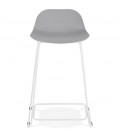 Tabouret snack mi-hauteur BABYLOS MINI gris avec pieds en métal blanc - 