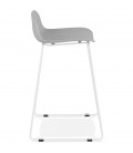 Tabouret snack mi-hauteur BABYLOS MINI gris avec pieds en métal blanc - 