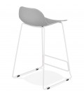 Tabouret snack mi-hauteur BABYLOS MINI gris avec pieds en métal blanc - 