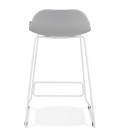 Tabouret snack mi-hauteur BABYLOS MINI gris avec pieds en métal blanc - 