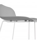 Tabouret snack mi-hauteur BABYLOS MINI gris avec pieds en métal blanc - 