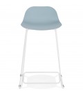 Tabouret snack mi-hauteur BABYLOS MINI bleu avec pieds en métal blanc - 