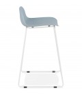 Tabouret snack mi-hauteur BABYLOS MINI bleu avec pieds en métal blanc - 