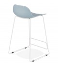 Tabouret snack mi-hauteur BABYLOS MINI bleu avec pieds en métal blanc - 