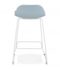 Tabouret snack mi-hauteur BABYLOS MINI bleu avec pieds en métal blanc - 