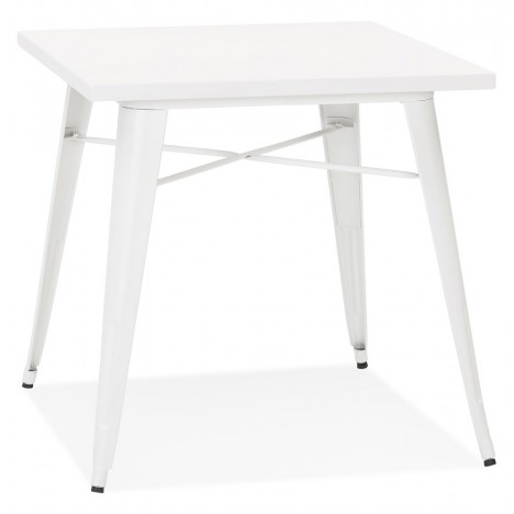 Petite table à dîner style industriel LALOU blanche 76x76 cm - 