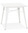 Petite table à dîner style industriel LALOU blanche 76x76 cm - 