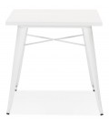 Petite table à dîner style industriel LALOU blanche 76x76 cm - 