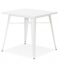 Petite table à dîner style industriel LALOU blanche 76x76 cm - 