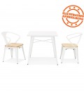 Petite table à dîner style industriel LALOU blanche 76x76 cm - 