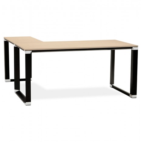 Bureau d'angle design XLINE en bois finition naturelle et métal noir (angle au choix) 160 cm - 