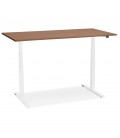 Bureau assis debout électrique TRONIK blanc avec plateau en bois finition Noyer 140x70 cm - 