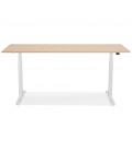 Bureau réglable en hauteur électrique TRONIK blanc avec plateau en bois finition naturelle 160x80 cm - 