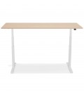 Bureau réglable en hauteur électrique TRONIK blanc avec plateau en bois finition naturelle 160x80 cm - 