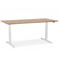 Bureau réglable en hauteur électrique TRONIK blanc avec plateau en bois finition Noyer 160x80 cm - 