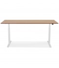 Bureau réglable en hauteur électrique TRONIK blanc avec plateau en bois finition Noyer 160x80 cm - 