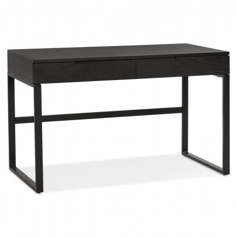 Bureau droit design DOMINIK en bois et métal noir 120x60 cm - 