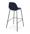 Tabouret de bar FENTON en velours bleu et pied en métal noir - 