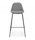 Tabouret de bar FENTON en velours gris et pied en métal noir - 