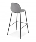 Tabouret de bar FENTON en velours gris et pied en métal noir - 