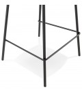 Tabouret de bar FENTON en velours gris et pied en métal noir - 