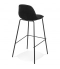 Tabouret de bar FENTON en velours noir et pied en métal noir - 