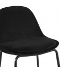 Tabouret de bar FENTON en velours noir et pied en métal noir - 