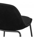 Tabouret de bar FENTON en velours noir et pied en métal noir - 