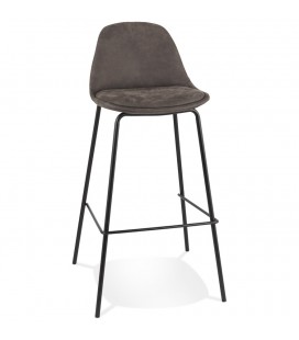 Tabouret de bar GIRON en microfibre gris foncé et pied en métal noir